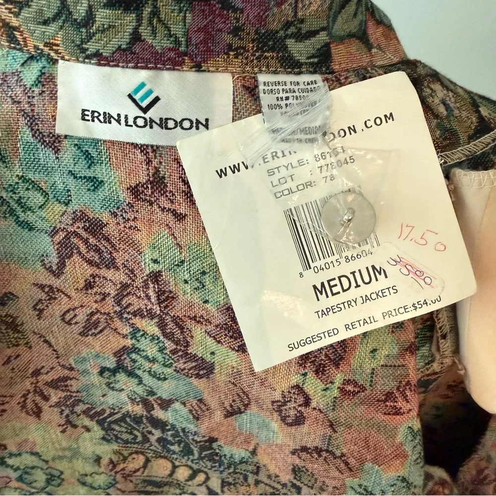 🍎ERIN LONDON Vintage Floral Tapestry Jacket Medium 🧺 - Picture 8 of 9